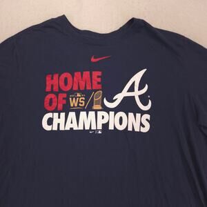 NIke Atlana Braves Casual Short Sleeve Baseball Shirt Mens Size 2XL Navy Blue